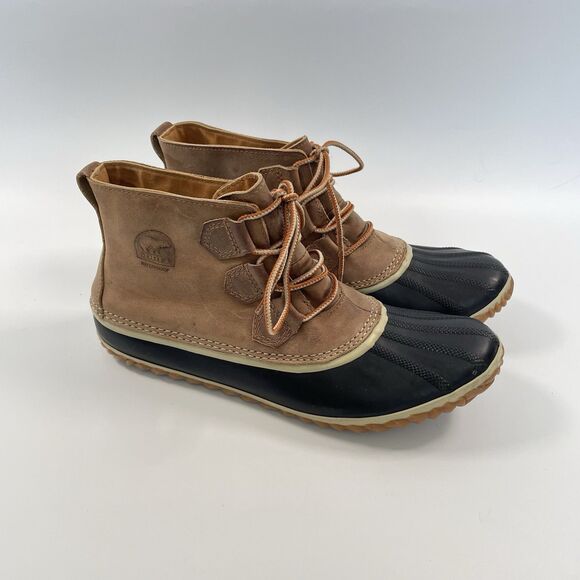 Sorel Out N About Duck Rain Boots Women's Brown Leather Waterproof Size 11 - Picture 1 of 11